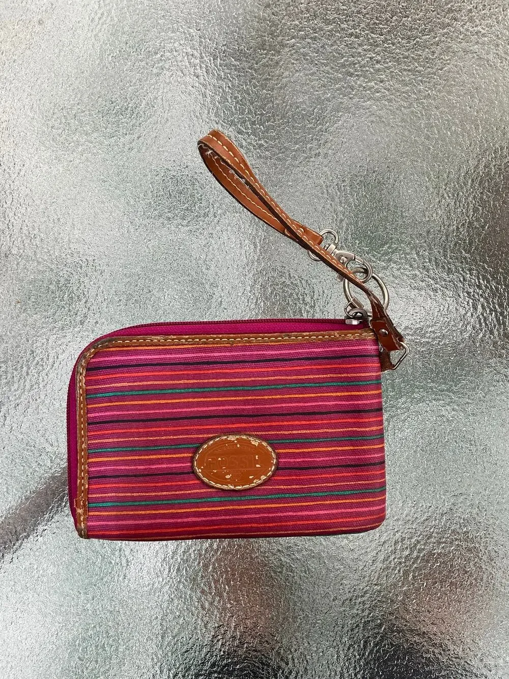 Fossil Multicolor Striped Wristlet Wallet
